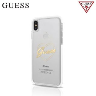 GUESS GUHCPXSHGO ShockProof ciets aizmugures maks-apvalks priek&amp;amp;#353; Apple iPhone X  /  iPhone 10 Caurspīdīgs / Rozīgi zeltains