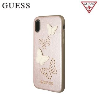 GUESS GUHCPXPBURG Studs and Sparkle ciets aizmugures maks-apvalks priek&amp;amp;#353; Apple iPhone X  /  iPhone 10 Rozīgi zeltains