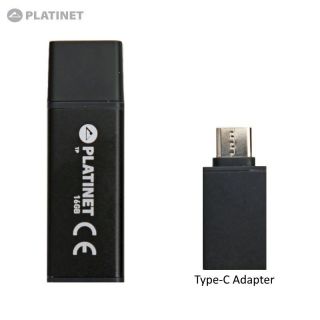 Platinet PMFEC16B 2in1 16GB USB 2.0 un Micro Type-C Pieslēguma OTG Adapteris Telefonam Plan&amp;amp;#353;etdatoram Melns