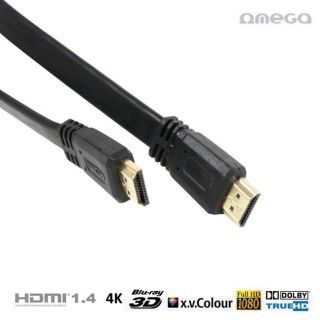 Omega OCHF34 HDMI V1.4 Ar Internetu type A - 19 / 19 male / male Premium Super Plakans Vads 3m Melns Poly Bag
