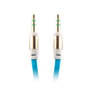 Forever Plakans AUX 3.5mm spraudnis uz 3.5mm spraudnis Audio pītas virves 1m Kabelis Zils OEM