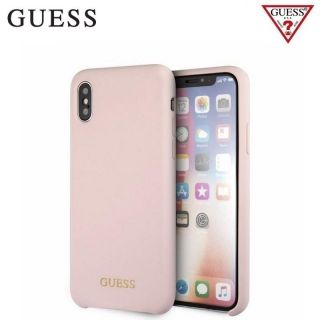 GUESS GUHCPXLSGLLP Silikona ciets aizmugures maks ar mīkstu iek&amp;amp;#353;pusi priek&amp;amp;#353; Apple iPhone X  /  iPhone 10 Gai&amp;amp;#353;i rozā