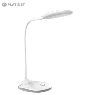 Platinet PDLK6700W Fleksibla 3W Led Galda lampa 3-gaismas līmeņi AC 5V USB Lādētājs + Micro USB Vads Balta