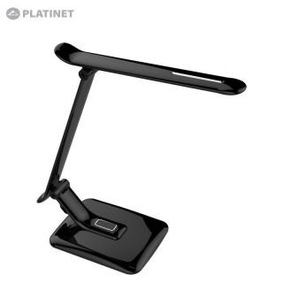 Platinet PDL70B Nolokāma 12W Led Galda Lampa 4-gaismas līmeņi AC Power 220V + iebūvēts USB 5V 1A Lādētājs Melna