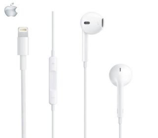 Apple MMTN2ZM / A Oriģinālas iPhone 7 Plus Stereo Austiņas mikrofonu / pulti Lightning 1.4m Vadu Baltas OEM, Call !!!