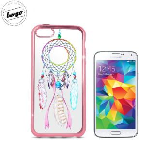 - Beeyo Glamour Sērijas Dreamcatcher TPU Caurspīdīgs aimugures maks-apvalks priekš Samsung G900 G903 Galaxy S5 S5 Neo ar Rozā rāmīti